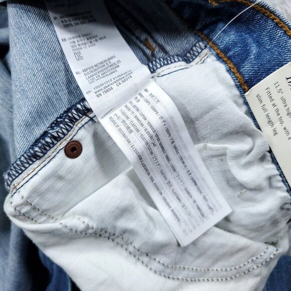 Abercrombie 90s Slim Straight Ultra High Rise Jeans Blue Ripped Y2K Size 24 37 - Picture 8 of 12